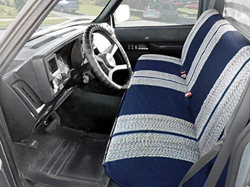 Image of Leader Accessories Saddle Blanket Full Size Truck Bench Seat Cover, Blue | Solid Bench Seat Cover for Pickup SUVs, Heavy-Duty Woven Fabric Protect Dirt, Stains, Universal Fits Ford, Chevrolet, Dodge