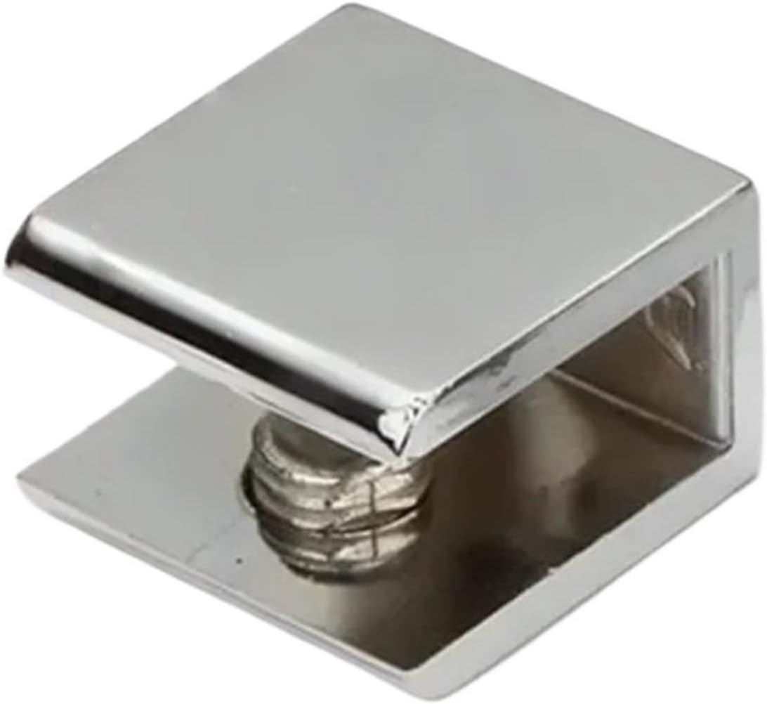 2個/ロット スクエアシェイプ クローム仕上げ 亜鉛合金 ガラスクランプ 棚サポートブラケットクリップ 5～12mmボード用(K10