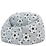 Icon Fußball Sitzsack Kinder, Webstoff, Sitzsack mit Füllung, Bequemer Kinder Sessel, Kuschelsessel, Lese Sessel, Schlafzimmer, Kinderzimmer, Spielzimmer