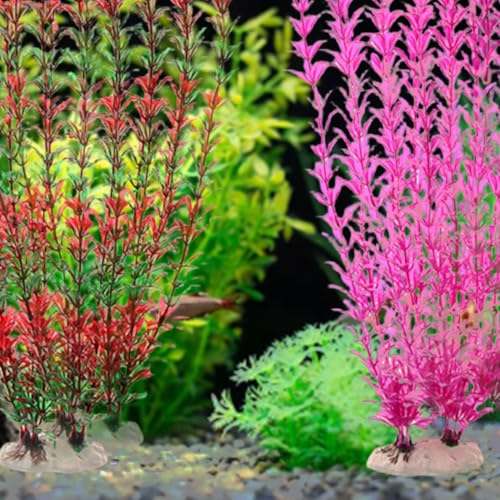 Herbe d'eau artificielle pour aquarium avec leste en céramique stable - 5