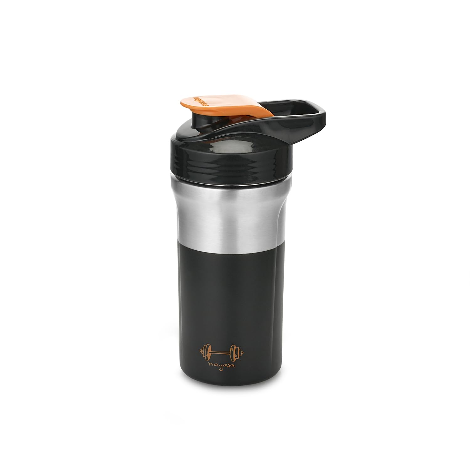 Nayasa Alloy Cross Fit Stainless Steel Gym Shaker Bottle | 900ml | Leakproof & Durable | Pre & Post Workout Shaker Bottle | BPA-Free Sports Shaker for Protein, Smoothies | Gym & Fitness Bottle | Black - Image 3 thumbnail