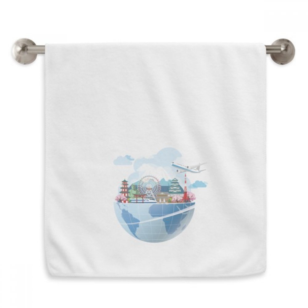 Serviette Japon Fuji Sakura Avion Blanche 33x74cm