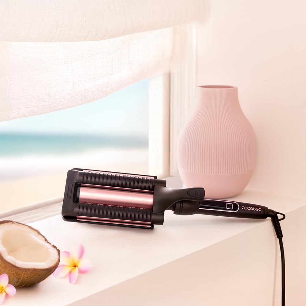 Cecotec Piastra per Capelli a Onde RitualCare 1000 Summer Waves. 90W, 3 Cilindri da 25mm con Rivestimento in Ceramica, 3 Temperature Regolabili, 3 Impostazioni di Temperatura, Cavo 360º