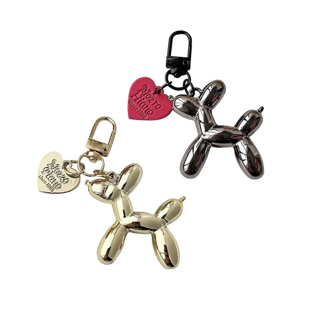 Maonativey Women's Gold 2 Pack Elegant Keychain For & Silver Dog Charm Keyrings, Aesthetic Bag Charms For Purse, Backpack, Keys - Cute Animal Lover Gift, Stylish Key Holder Accessories