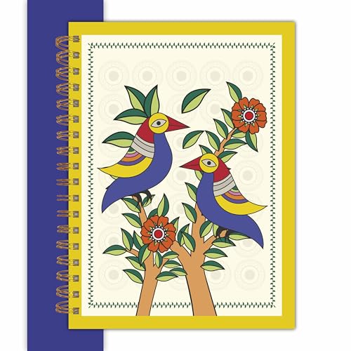 Image of VESTTA -ELEGANCE REDEFINED, B5, Hard Bound Notebook Diary, 7(L) X 9.75 (H) Inches, Gold Wiro Binding, Undated, 90 GSM paper, 192 Ruled Pages (Madhubani Folk Art Series 5)
