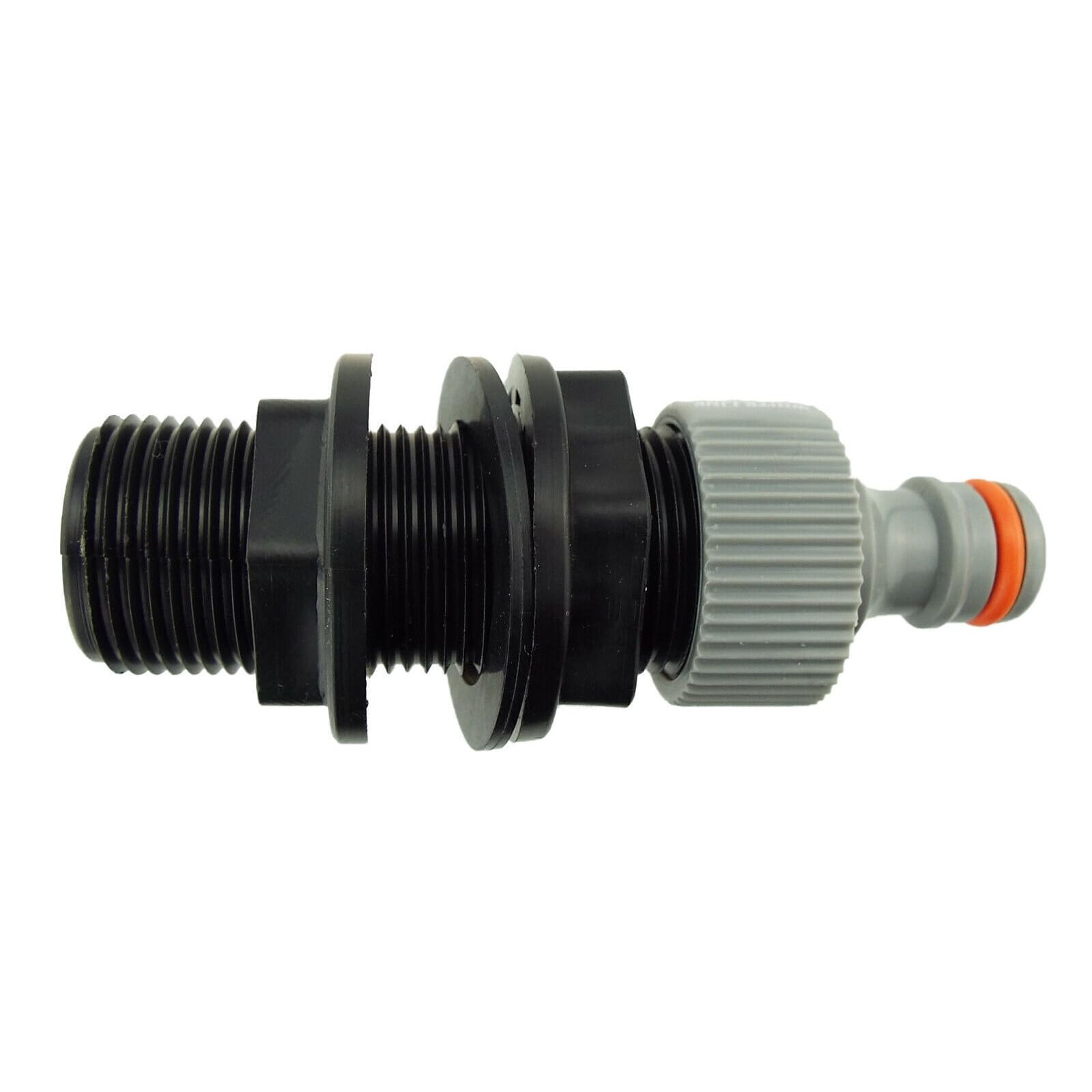 B2C Water Butt Connector Adapter Tank Fitting 1/2" - 2" Barb Straight Pipe Outlet – Durable, Leak-Proof Solution for Efficient Water Storage (Threaded 1/2" + quick connector)