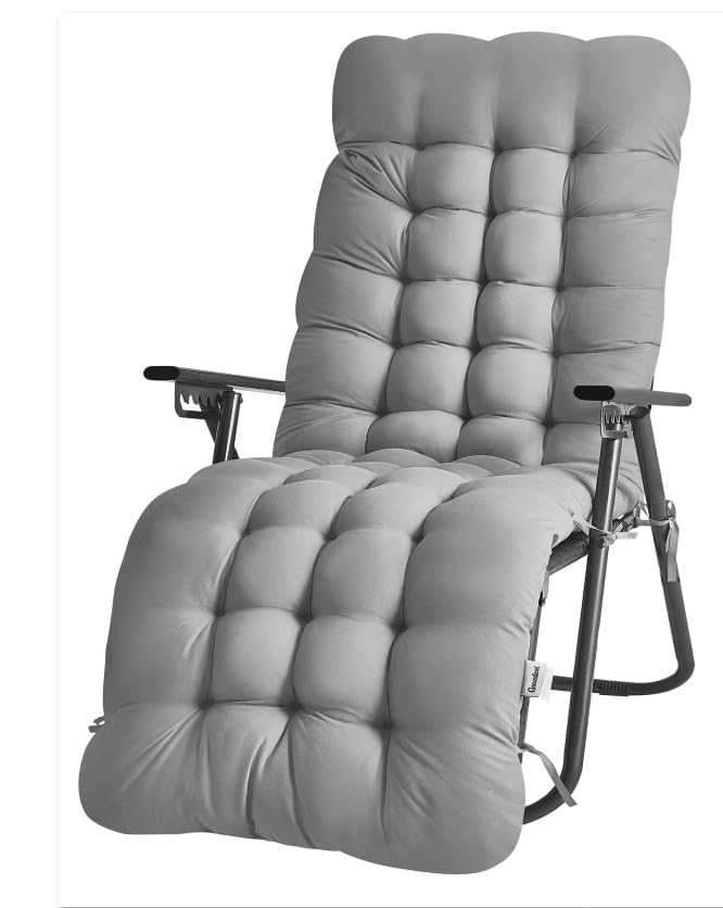 groundlevel.co.uk Extra-Thick Gravity Chair Cushion – Universal Fit for Zero Gravity Recliners | Premium Comfort Pad for Outdoor & Indoor Lounging (Silver)