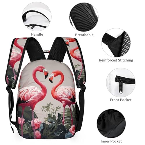Flamingo Birds on Background Backpack Set 3 Piece, Durable Backpack Insulated Lunch Bag Portable Pencil Case for Men Women3