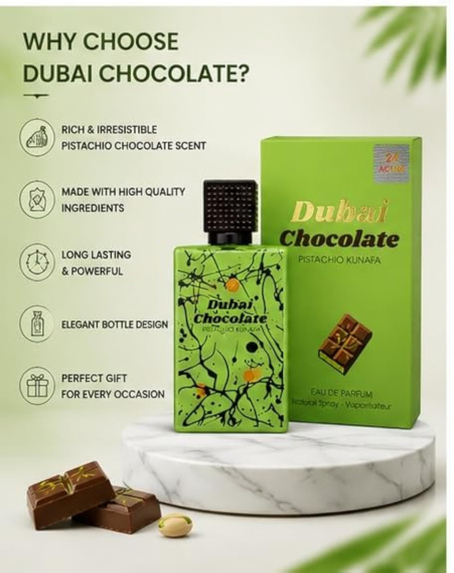 Dubai Chocolate Pistachio Kunafa Eau De Parfum, 100ml