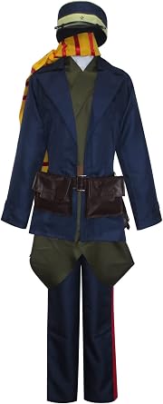 Navy Blue Military-Style Uniform with Scarf and Hat