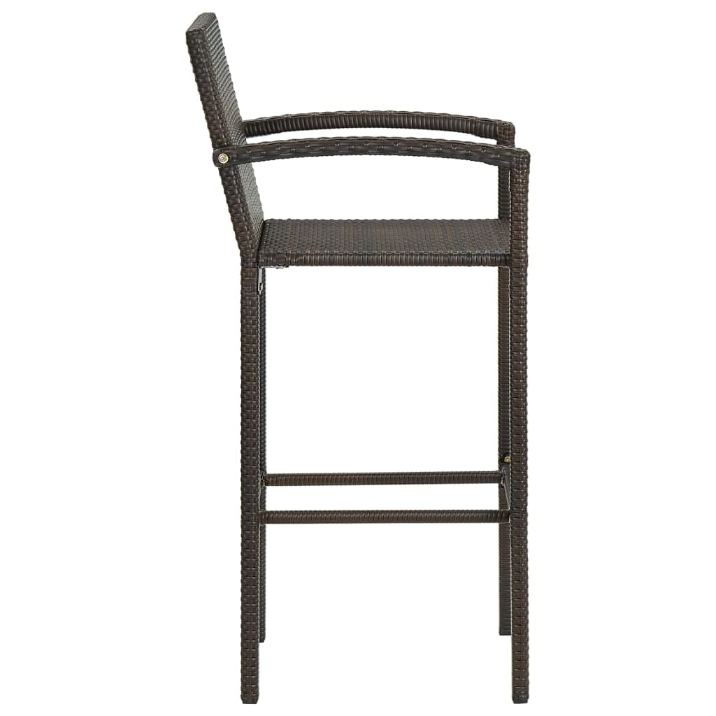 vidaXL Jeu de Bar de Jardin 5 pcs avec Accoudoirs Salon de Jardin Table et Tabourets de Bistrot Terrasse Patio Extérieur Résine Tressée Marron
