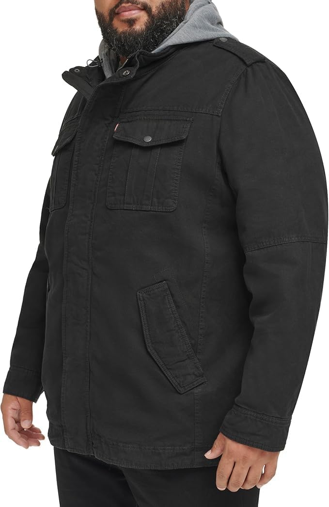 Levi's Men's Washed Cotton Hooded Military Jacket (Regular & Big & Tall Sizes) - Image 3