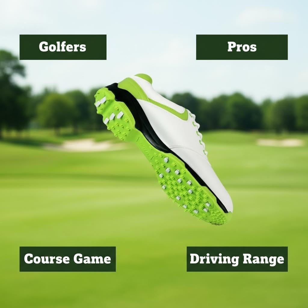 Antideslizante Zapatos de Golf Impermeables con Espigas para Hombres