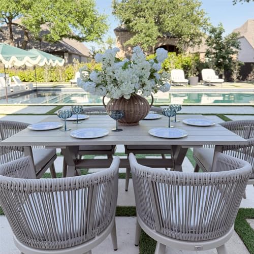 Image of PURPLE LEAF Outdoor Dining Set for 10 with 125.98 inch x 38.58 inch Table Champagne