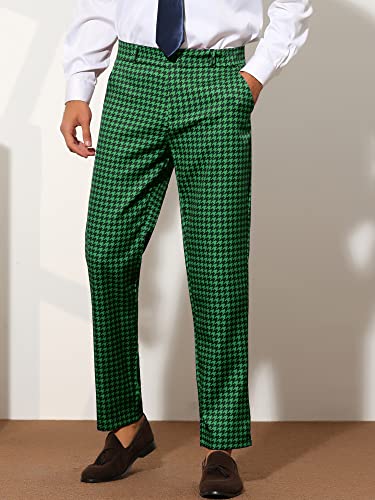 Lars Amadeus Houndstooth Pattern Pants for Men's Slim Fit Classic Business Plaid Dress Trousers2