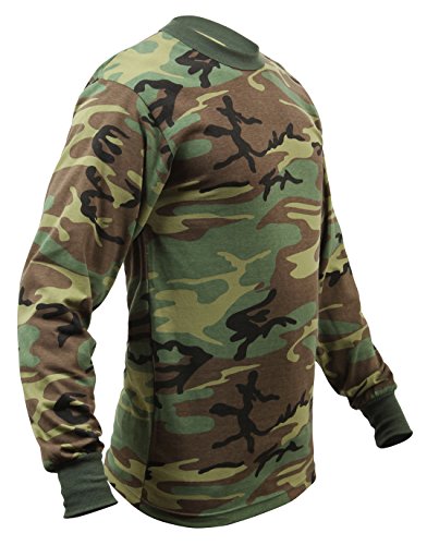 Rothco Long Sleeve Camo T-Shirt, Woodland Camo, XS
