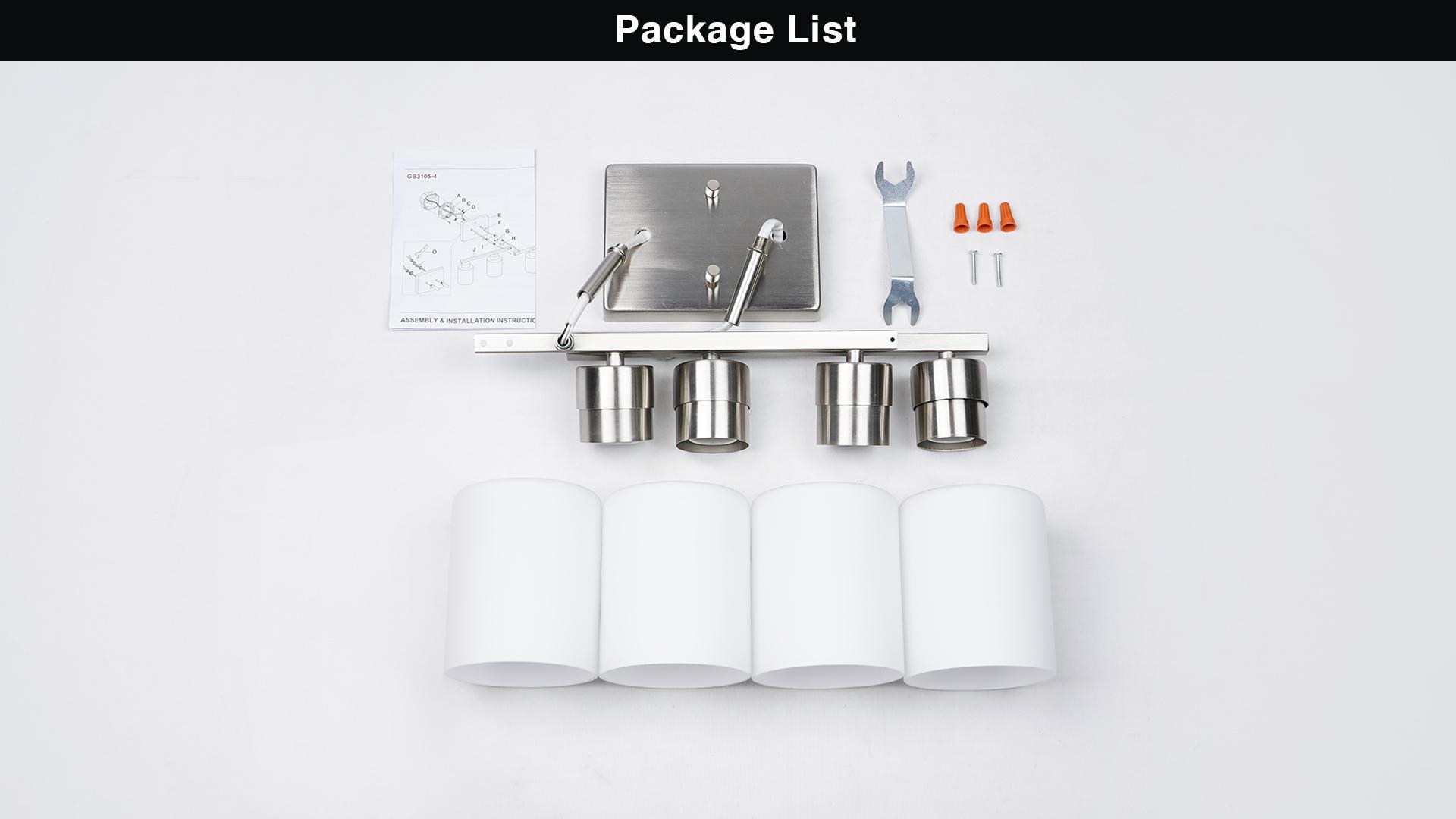Image of FonmYim Black Bathroom Light Fixtures, 4-Light Modern Vanity Light Over Mirror, Wall Sconces with Milky White Frosted Glass Shades, E26 Socket (Bulbs Not Included)