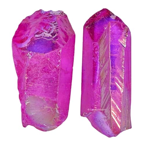 Certified Rose Aura Quartz Crystal Healing Rough Stone Points, Natural Point Crystals for Manifestation, Meditation and Reiki Healing (2 Pieces)