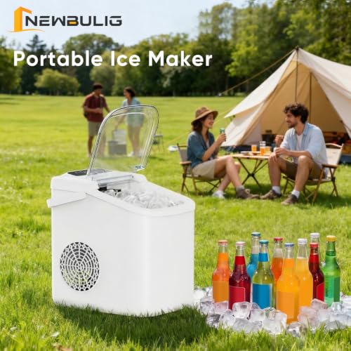 Image of NEWBULIG Countertop Ice Maker with Handle, Portable Ice Machine
