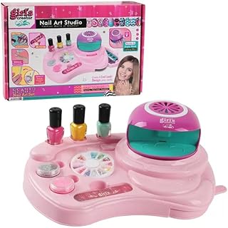 Nail Art Kit for Girls, Kids Nail Polish Play Set with Nail Dryer, Washable Make Up Sets for Girls, Nail Studio Decoration Birthday for Kids Age 6-12