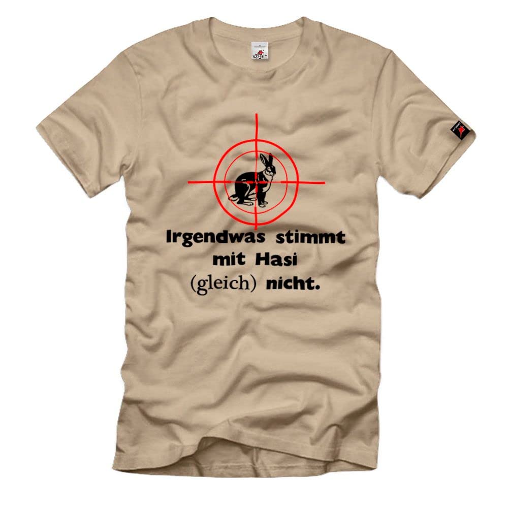 T-shirt humour allemand Irgendwas stimmt mit Hasi sable taille S pour chasseur - 3