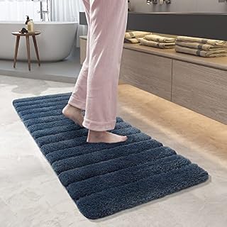 Color G 40 x 60 cm Ultra Soft Bath Mat Non Slip, Water Absorbent Bathroom Mat Machine Washable, Bathroom Rug Plush Floor Toilet Mats for Bathroom (Brown)