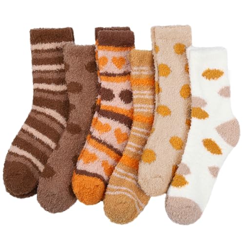 Image of Loritta 6 Pairs Womens Fuzzy Socks, Winter Warm Fluffy Slipper Socks