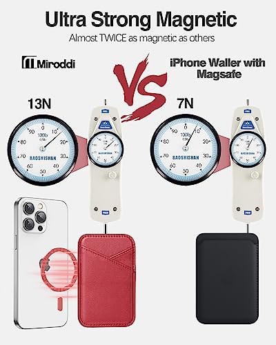 Image of Miroddi Magnetic Card Wallet Holder, with MagSafe for iPhone 15 /14 /13 /12 Series, Magsafe, Vegan Leather, Independent Slot, Invisible Ultra-Thin, True red, MCB070TR-US