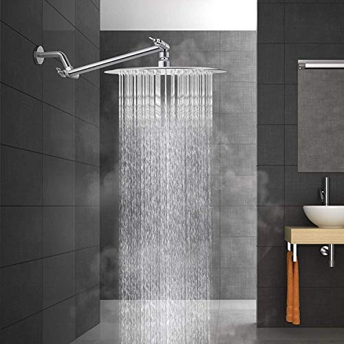 25cm Runden Regenbrause, Voolan Kreisförmiger Hochdruck Duschkopf aus Edelstahl 304, Komfortables Duscherlebnis auch bei Niedrigem Wasserdruck, Installierbar an der Wand oder Decke (Chrom)