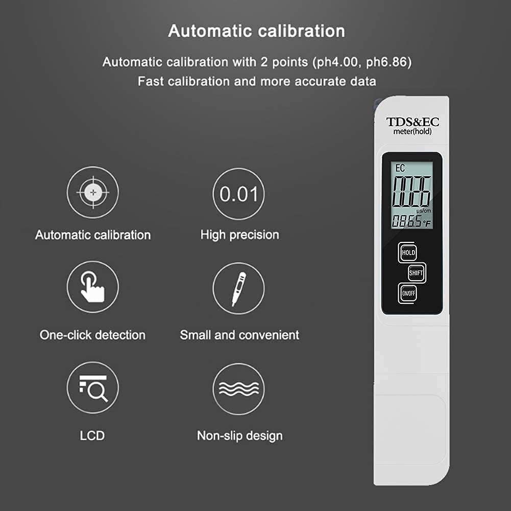 Medidor de pruebas de calidad de agua multiparaméter digital precisa, for pruebas, agua potable, interiores, piscina, hidropónicos, natación de acuario (blanco / amarillo) Detector de calidad de agua