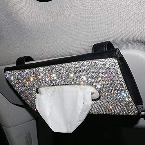 NA Storage for Sparkling Car Visor Tissue Holder Bling Bling Diamante Leather Crystals