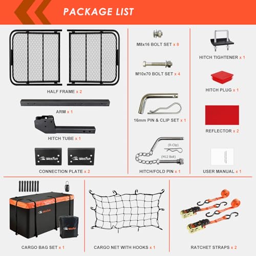 Image of Hitch Cargo Carrier Basket 60 inch*25 inch*6 inch+Bag 25 Cubic Feet(60 inch*24 inch*31 inch) | Included Cargo Net with Attachment Hooks,Ratchet Straps,Hitch Stabilizer|500 Lbs Capacity,Foldable,fit 2 inch Receiver