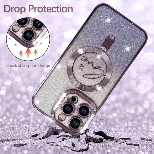 Image of ZIYE Magnetic Case Designed for iPhone 16 Glitter Case-Purple