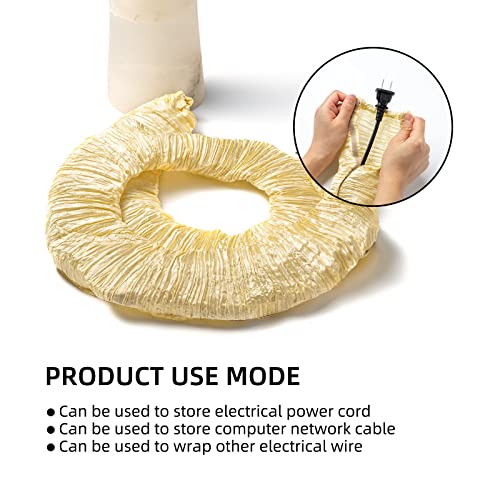 Elfcab 2 Pcs Chandelier Chain Cover Fabric Cord Cover Each 6 Feet Long Use For Chandelier Lighting Wires, Easy To Install Champagne Gold #TOP2