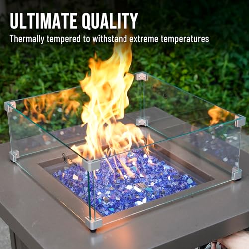 Image of Skyflame High Luster 10-Pound Fire Glass for Fire Pit Fireplace Landscaping, 1 /2-Inch Cobalt Blue Reflective