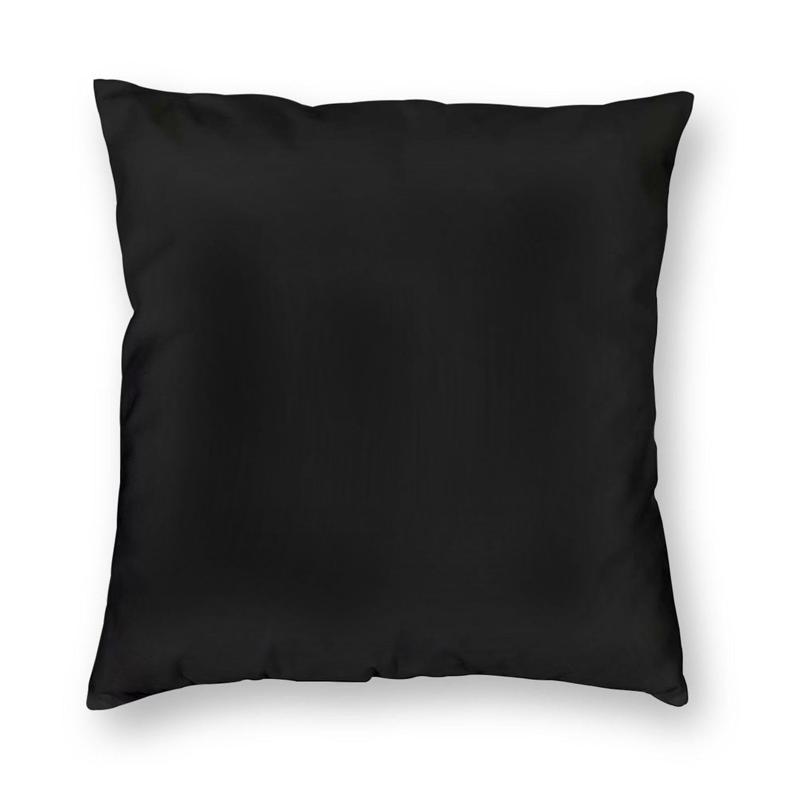 Personalized Photo Pillowcase Custom Square Throw Pillow Cover with Pet Image Logo Text for Living Room Sofa Couch Bed Chair Office Car Decorative, Plain Black Pillowcase & No Custom,18x18