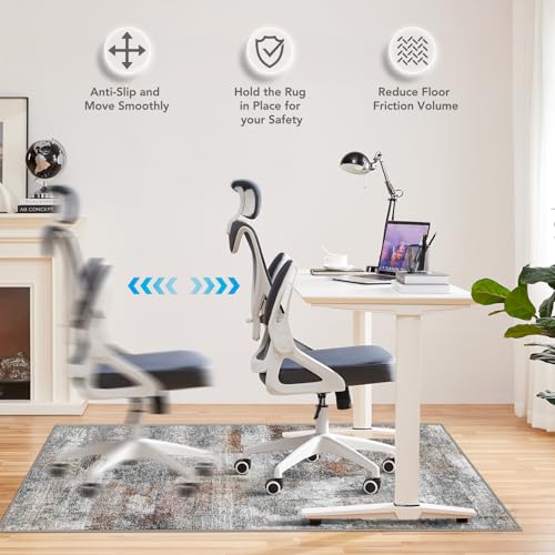 Office Chair Mat for Hardwood Floor&Tile Floor,36"X 48" Heavy Duty Desk Chair Mat for Hard Floors,Under Desk Rug for Rolling Computer Chair,Anti Slip,Low Pile Carpet Floor Protector-Abstract Grey by Lreedy - Image 5