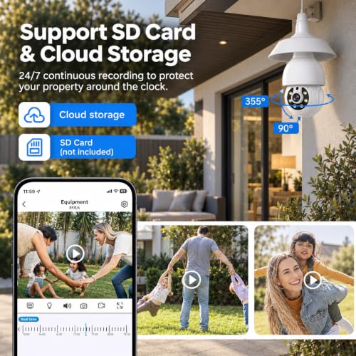 2K Light Bulb Security Camera 5G&2.4G WiFi Security Cameras Wireless Outdoor Indoor,360°Bulb Cameras for Home Security Outside Indoor,Motion Detection and Alarm,Two-Way Talk,Color Night Vision 2 Pack - image 7