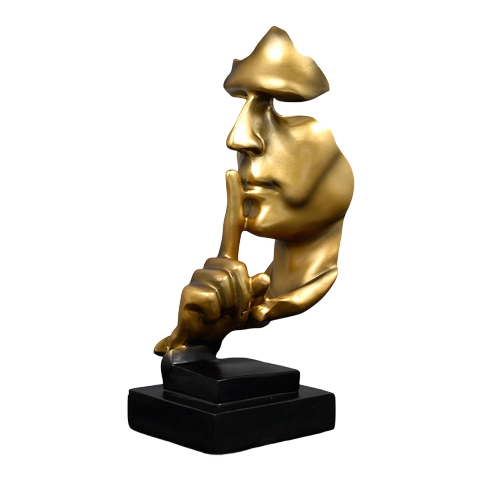 sugerou Decorative Resin Ornaments Abstract Faceless Sculpture - Modern Home Office Statue with Gold Black White Finish, Light Luxury Industrial Style Decor D