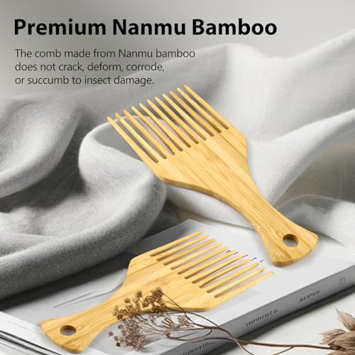 Set 2 Peines de Bambú para Cabello Afro Natural Antiestático miniatura 6