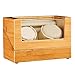 GEEBOX Uhrenbeweger für Automatikuhren, Leiser Motor Bambus Holz 100% Handgefertigt, Dual Watches Spin Vitrine für Herren- und Damenuhren
