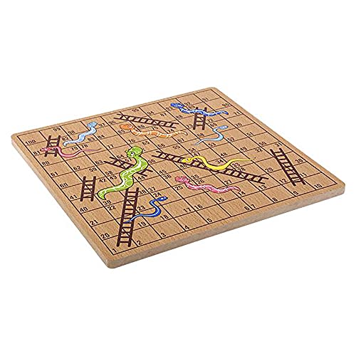 Classic Wooden Board Games, Great For Prizes, 10" (10" Wooden Snakes & Ladders) #TOP3