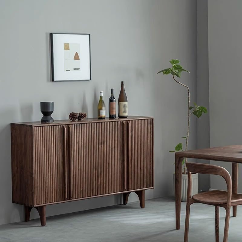 Kawa Bar Szafka Czarny Orzech Jadalnia Bar Kredens, Kuchnia Stół Do Przechowywania Litego Drewna Salon Dekoracja Wejściowa Meble Szafka Bufetowa Z Przechowywaniem (160x38x100cm)