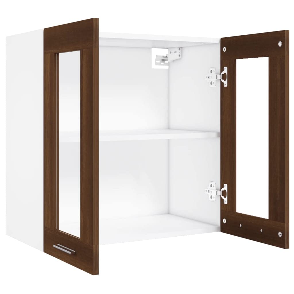 Moderno armario colgante Lyon cristal marrón roble 60 x 31 x 60 cm material de madera: práctico armario de cocina con diseño sencillo y funcionalidad, armario colgante con superficie lisa