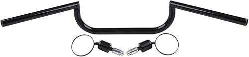 TCT-MOTORPARTS Manillar de motocicleta Clubman Cafe Racer negro de 78 pulgadas con retrovisor final apto para Triumph Thruxton BMW Ducati Royal