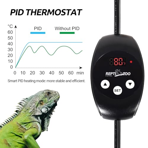 Reptizoo Dual Reptile Light Fixture With Dimming Thermostat And Timer, Deep Dome Lamp Fixture With Independent Reptile Dimming Thermostat Heat Bulb Temperature Controller And Timing Function thumb #4