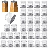 32 Pcs Square Chair Leg Protectors for Hardwood Floors, Felt Furniture Pads Floor Protectors, Silicone Chair Leg Caps Covers,Large (fit side lenght: 1.02'' - 1.6'')