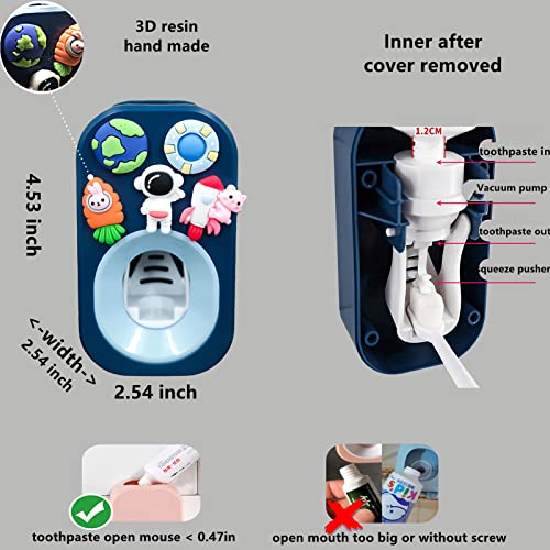 Automatic Toothpaste Dispenser & Toothpaste Holders And Wall Mounted Cup 3 Piece In A Set, Is Wall Mounted For Bathroom,Toothpaste Squeezer For Kids & Family Shower By Mr. Thumbs(Navy Blue Set) #TOP3