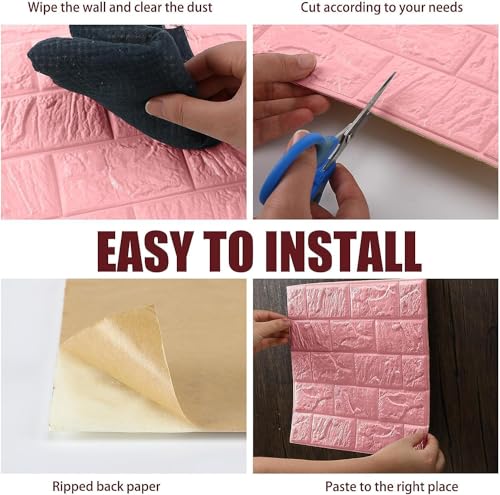 Image of TEKCOOL Self-Adhesive Waterproof PE Foam 3D Wall Panels Wallpaper Sticker for Bathroom, Living Room, and Home Decoration (70 x 77cm, Appx. 5.8Sq Feet)-20 Piece'