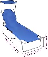 Vista 2 de vidaXL Tumbona plegable estándar de aluminio recubierto de polvo azul